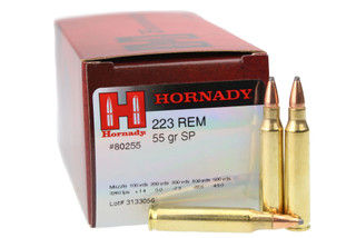 Hornady 223 remington 55gr ammunition features a soft point bullet